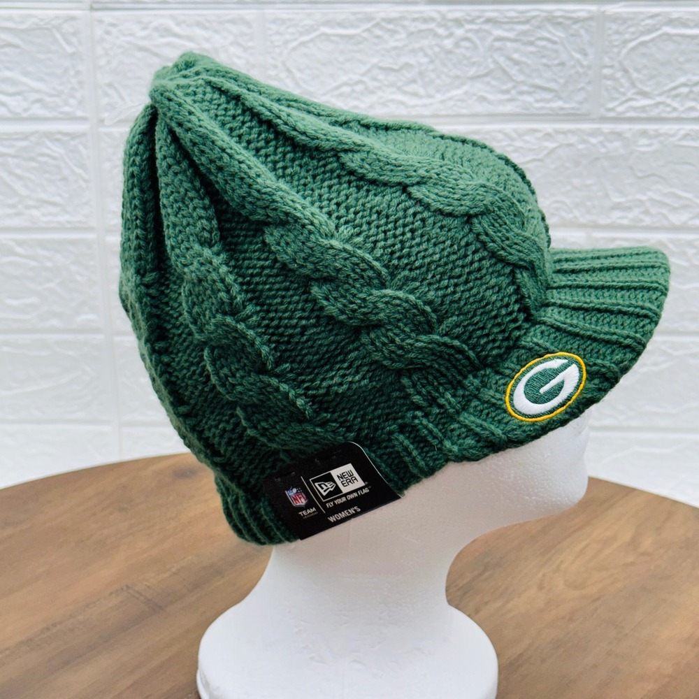 DEADSTOCK NWT! New Era Green Bay Packers "Arctic Blast" Cable Knit Visor Beanie